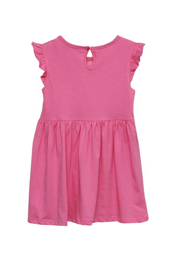 Kız Çocuk Pembe Renkli Pul Payetli Kolları Fırfırlı Örme Elbise Örme Elbise - EK 218113
