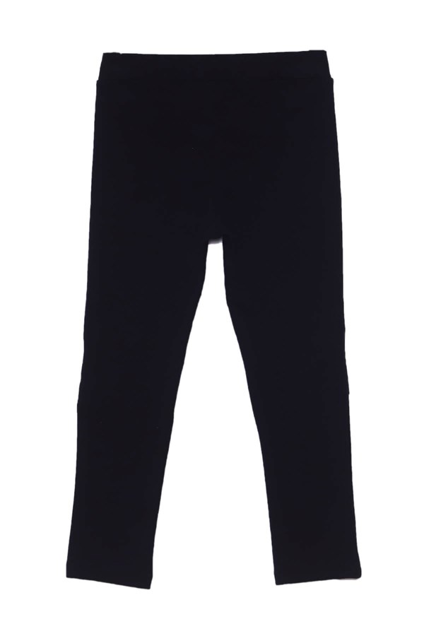 Kız Çocuk Siyah Renkli Deri Detaylı Örme Pantolon - PC 217440