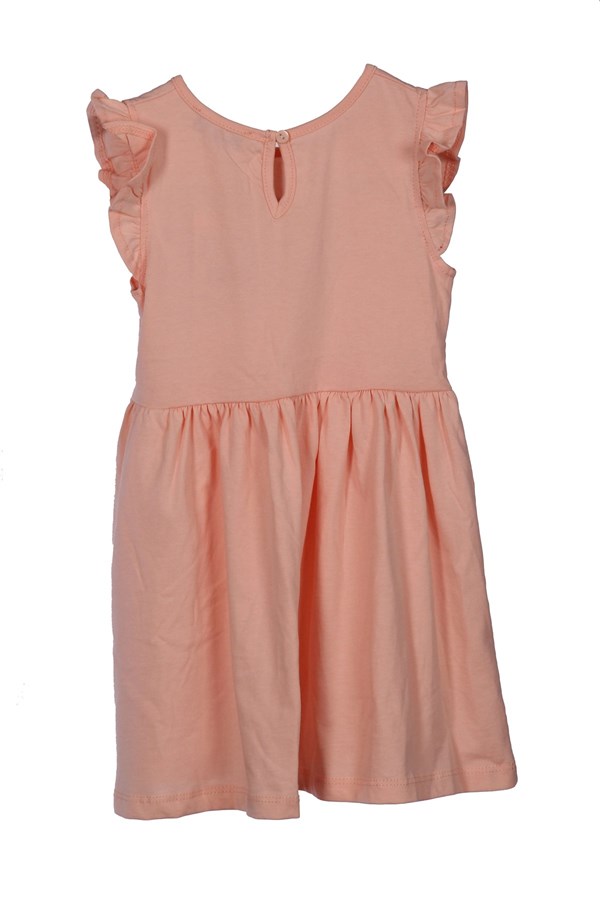 Kız Çocuk Somon Renkli Pul Payetli Kolları Fırfırlı Örme Elbise Örme Elbise - EK 218113