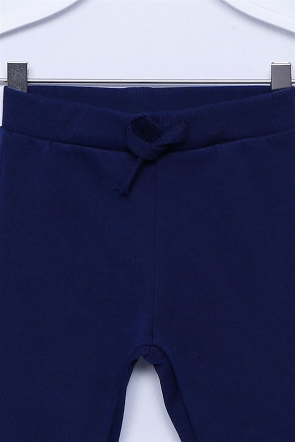 Lacivert Renkli Beli Ve Paçası Lastikli Örme Sweat Pantolon |JP-112932