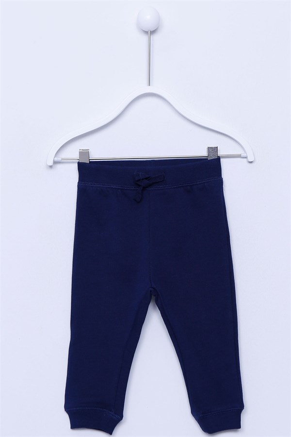 Lacivert Renkli Beli Ve Paçası Lastikli Örme Sweat Pantolon |JP-112931