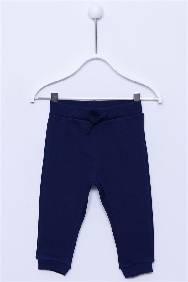 Lacivert Renkli Beli Ve Paçası Lastikli Örme Sweat Pantolon |JP-112932