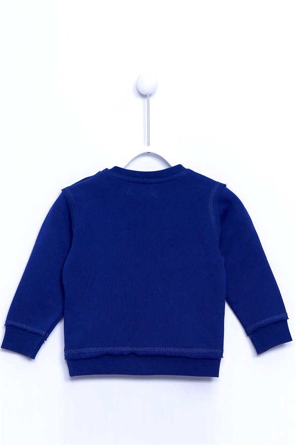 Lacivert Renkli Sweat Shirt Örme Uzun Kollu Aplik Desen Sweatshirt Bebek Erkek |JS 73163