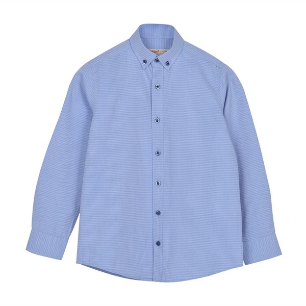 Mavi Renkli Uzun Kol Önden Düğmeli Klasik Erkek Çocuk Gömlek|GC 316335