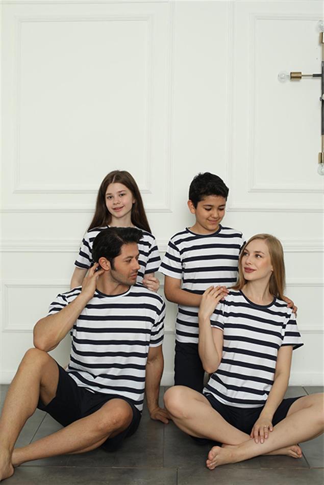 Moda Çizgi Aile Penye Şortlu Pijama Takım (anne - kız ) 50116 Ayrı Ayrı Satılır . Fiyatları Farklıdır