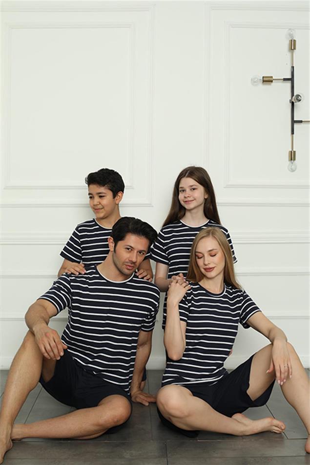 Moda Çizgi Aile Penye Şortlu Pijama Takım (anne - kız ) 50117 Ayrı Ayrı Satılır . Fiyatları Farklıdır