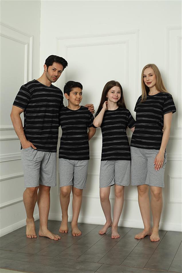 Moda Çizgi Aile Penye Şortlu Pijama Takım (anne - kız ) 50115 Ayrı Ayrı Satılır . Fiyatları Farklıdır