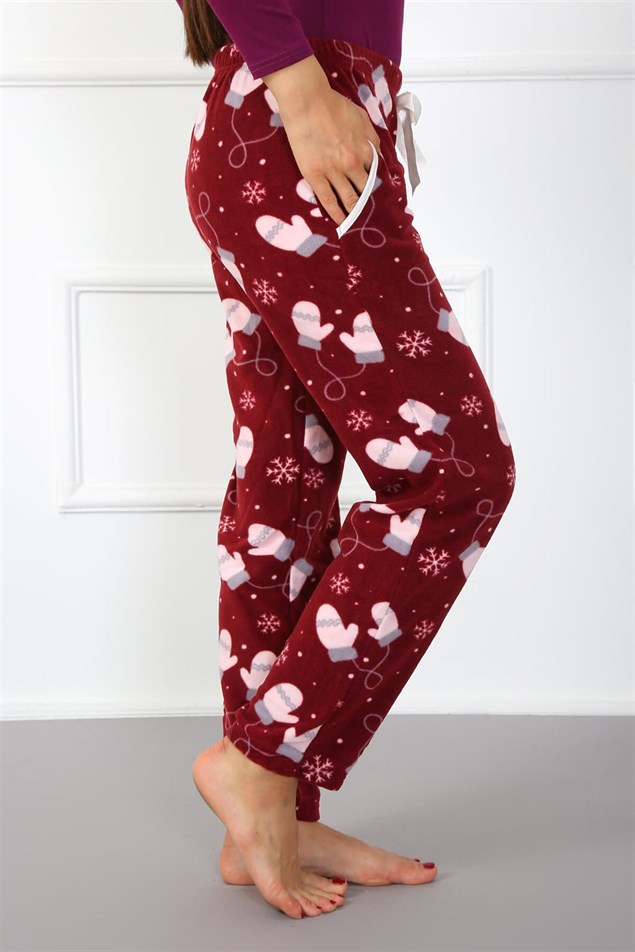 Moda Çizgi Bayan Welsoft Polar Tek Alt Pijama 210052