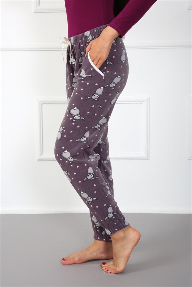 Moda Çizgi Bayan Welsoft Polar Tek Alt Pijama 210047