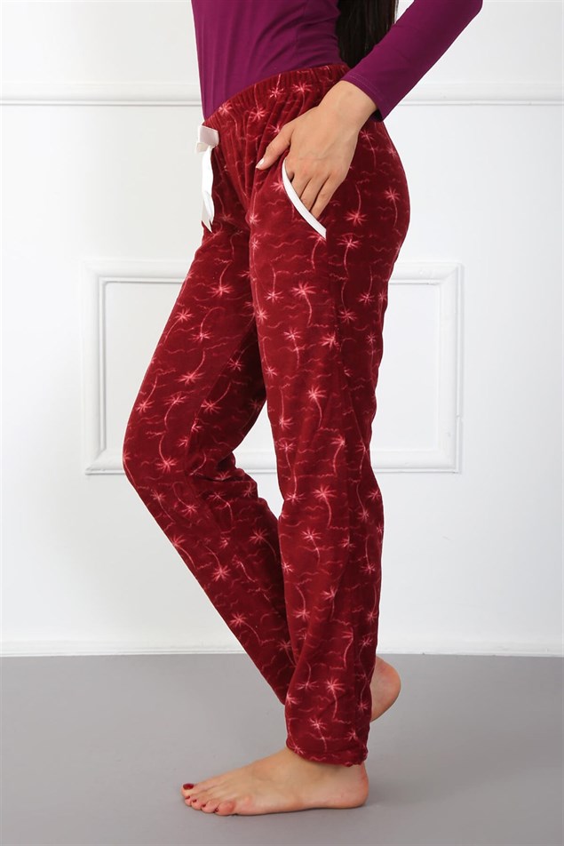 Moda Çizgi Bayan Welsoft Polar Tek Alt Pijama 210049