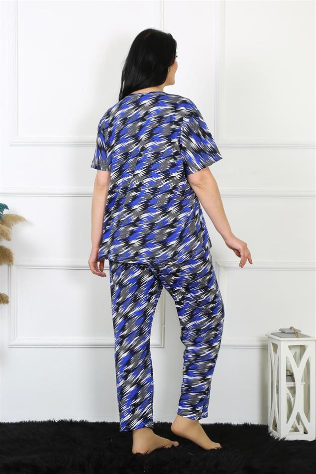 Moda Çizgi Kadın 5XL-6XL-7XL-8XL Büyük Beden Kısa Kol Pijama Takım 75010