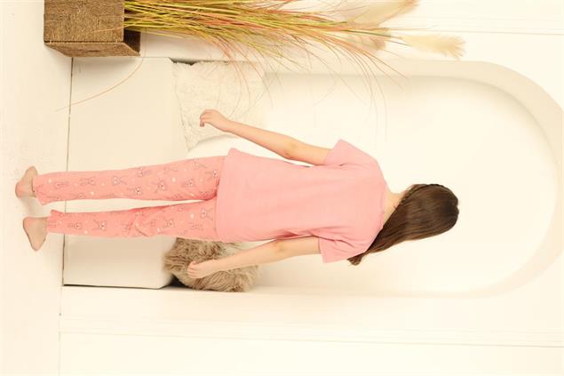 Moda Çizgi Kız Çocuk Kısa Kollu Pijama Takımı 20369