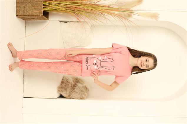 Moda Çizgi Kız Çocuk Kısa Kollu Pijama Takımı 20369