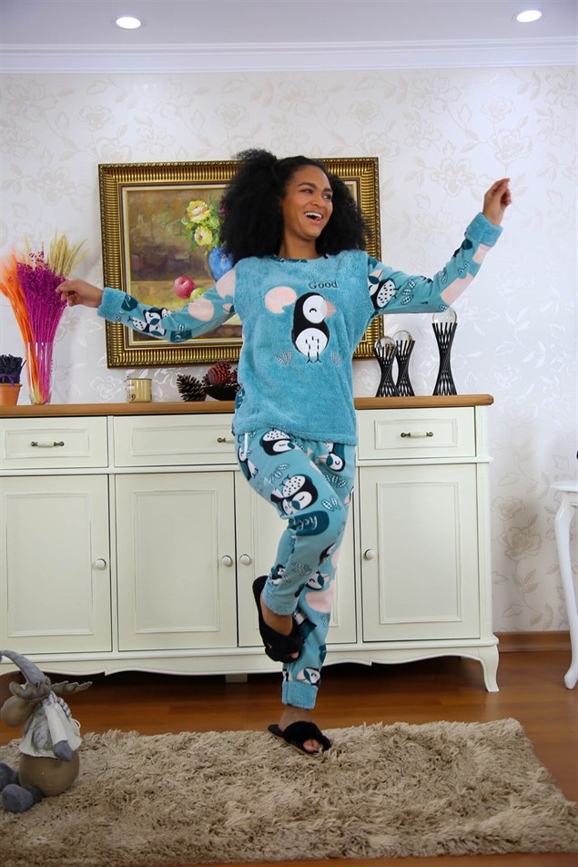 Moda Çizgi Welsoft Polar Kadın Pijama Takımı 8501