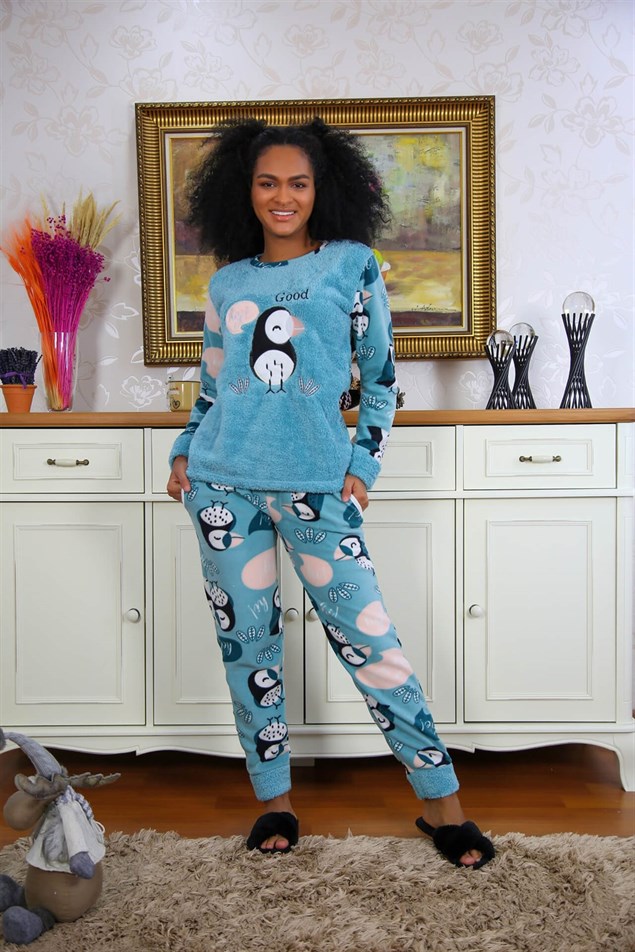 Moda Çizgi Welsoft Polar Kadın Pijama Takımı 8501