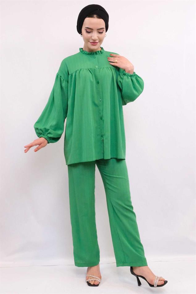 Moda Çizgili Robalı İkili Takım Yeşil