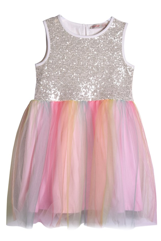 Pembe Renkli Payet Nakışlı Kız Çocuk Tütü Elbise |EK 219035