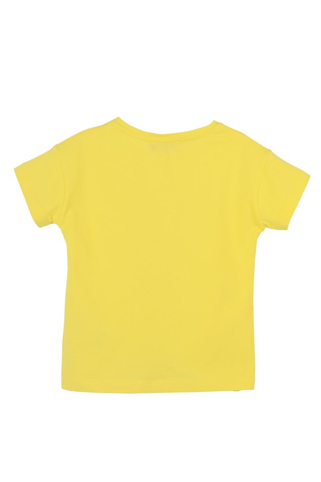 Sarı Renkli Payet Nakışlı Kız Çocuk Örme Tişört |BK 219065
