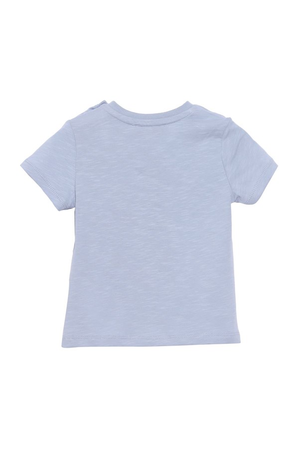 Silversunkids | Bebek Erkek Mavi Renkli Baskılı Omuzdan Düğmeli Tişört | BK 117883