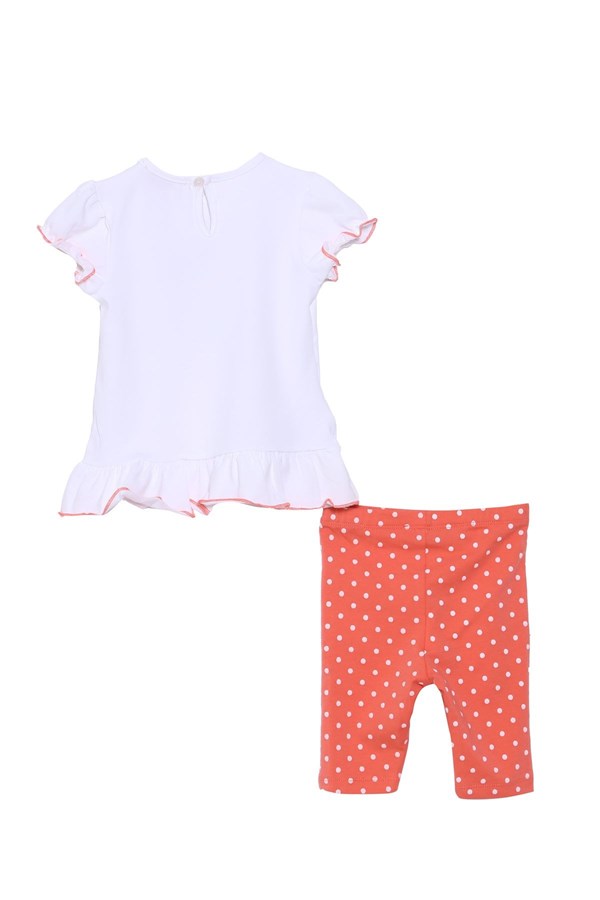 Silversunkids | Bebek Kız Beyaz Renkli Baskılı Tişört ve Puantiyeli Tayt Takım | KT 617969