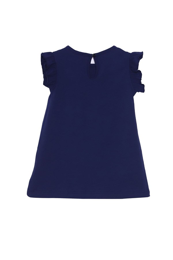 Silversunkids | Bebek Kız Lacivert Renkli Baskılı Kolları Fırıfırlı Örme Elbise | EK 118756