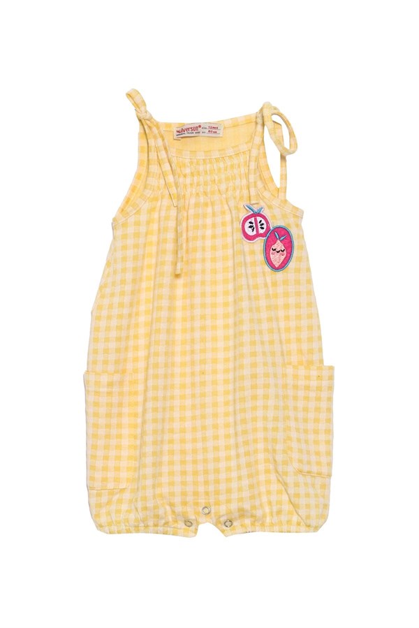 Silversunkids | Bebek Kız Sarı Renkli Pötikareli Askılı Cepli Örme Tulum | CT 118053