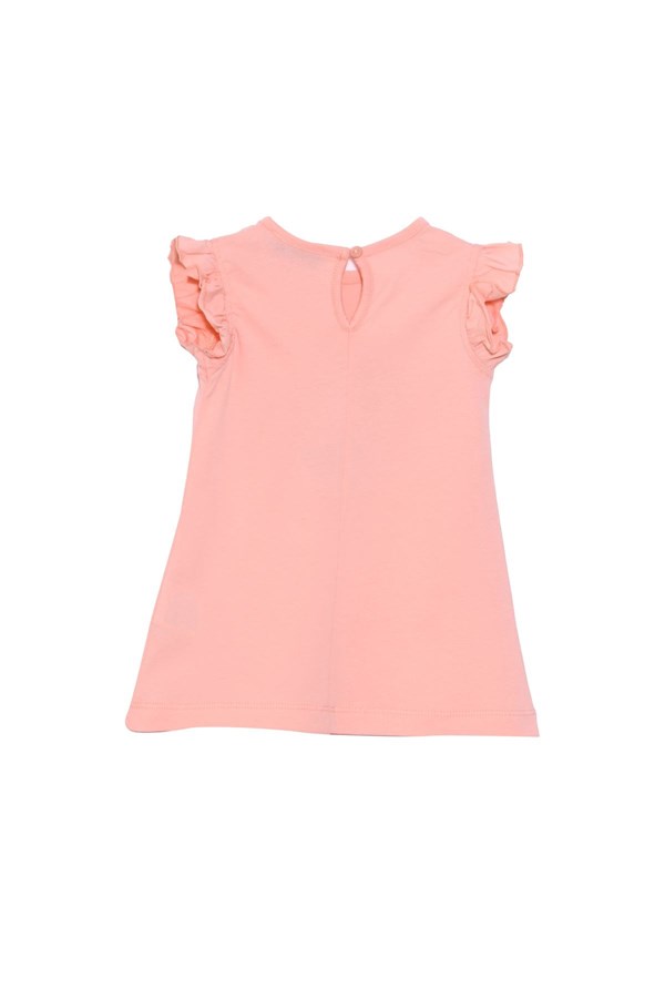 Silversunkids | Bebek Kız Somon Renkli Baskılı Kolları Fırıfırlı Örme Elbise | EK 118756