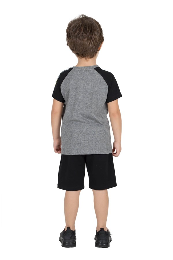 Silversunkids | Erkek Çocuk Antrasit Melanj Renkli Baskılı Kısa Kollu Tişört | BK 215682