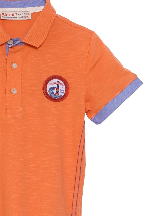 Silversunkids | Erkek Çocuk Coral Renkli Polo Yakalı Tişört | BK 217995-1
