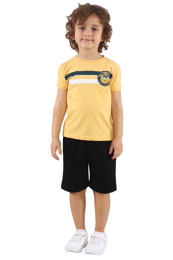 Silversunkids | Erkek Çocuk Oranj Renkli Baskılı Bisiklet Yakalı Tişört | BK 217864