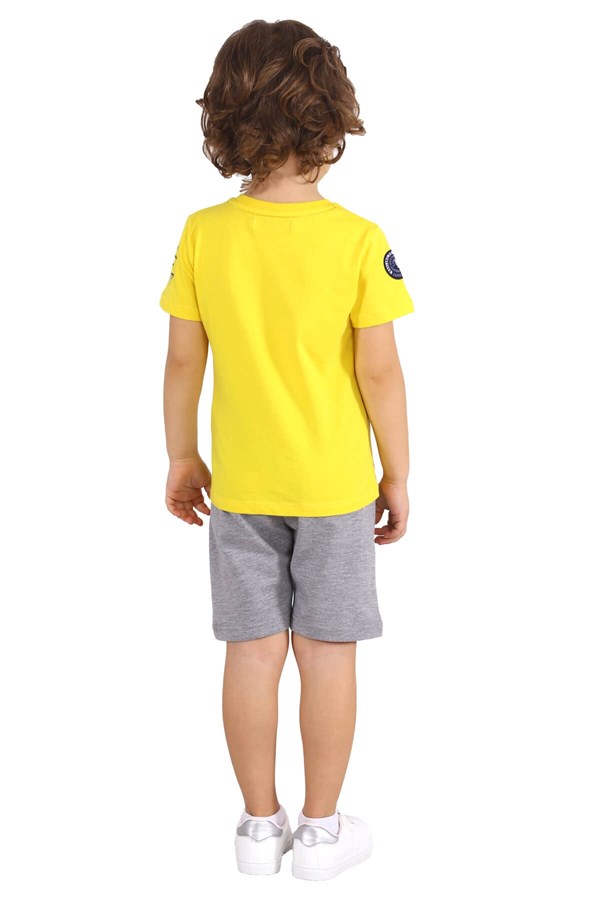Silversunkids | Erkek Çocuk Sarı Renkli Baskılı Bisiklet Yakalı Tişört | BK 217743