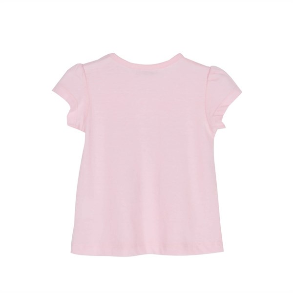 Silversunkids | Kız Bebek Pembe Renkli Baskılı Omuzdan Düğmeli Kısa Kollu   Tişört | BK 115897