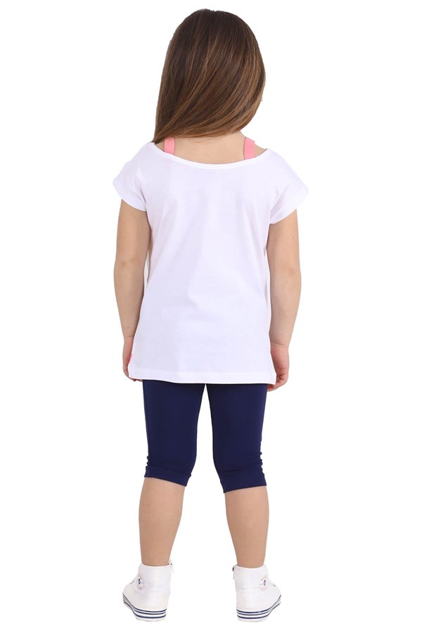 Silversunkids | Kız Çocuk Beyaz Renkli Baskılı Askı Detaylı  Tişört | BK 218162