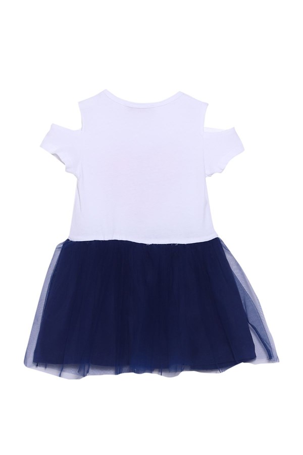 Silversunkids | Kız Çocuk Lacivert Renkli Baskılı Etekleri Tüllü Elbise | EK 218359