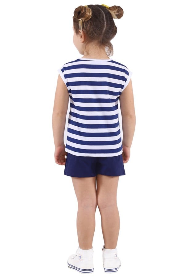 Silversunkids | Kız Çocuk Lacivert Renkli Payet İşlemeli Çizgili Kolsuz Tişört | BK 218329