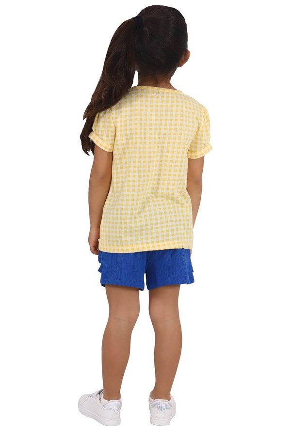 Silversunkids | Kız Çocuk Sarı Renkli Baskılı Pötikareli Tişört | BK 217992