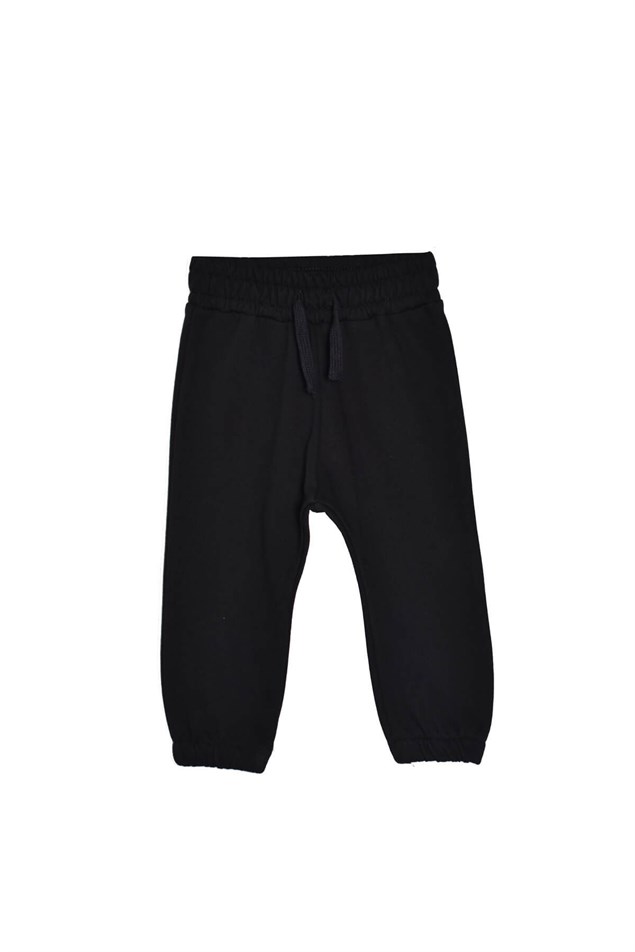Siyah Renkli Beli ve Paçaları Lastikli Bebek Erkek Sweat Pantolon-JP 117651 |Silversunkids