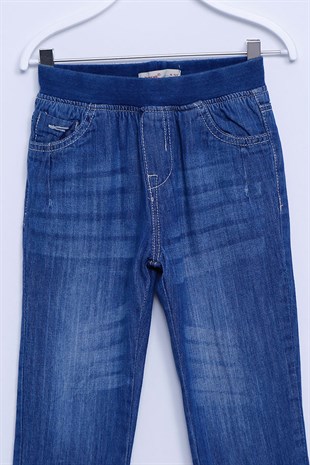 Açık Denim Renkli Kot Pantolon Bel Ve Paçalar Lastikli Denim Kot Pantolon Erkek Çocuk |PC-213228