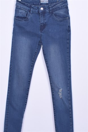 Açık Denim Renkli Kot Pantolon Denim 5 Cepli Yırtık Detalı Kot Pantolon Erkek Çocuk |PC 310194