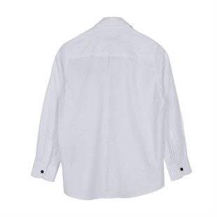 Beyaz Renkli Uzun Kol Önden Düğmeli Cepli Klasik Erkek Çocuk Gömlek|GC 316359