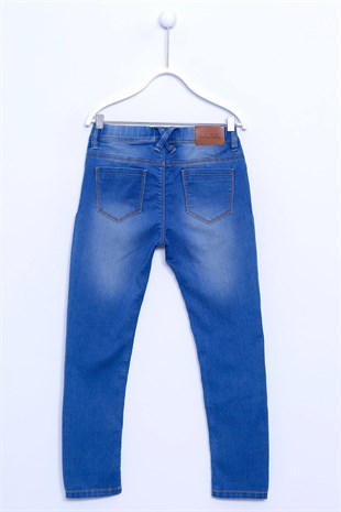 Denim Renkli Kot Pantolon Denim 5 Cepli Beli Lastikli Streç Pantolon Kız Çocuk |PC 310494
