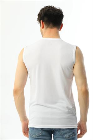 Erkek Beyaz Sıfır Kol Tişört  541| Silversun