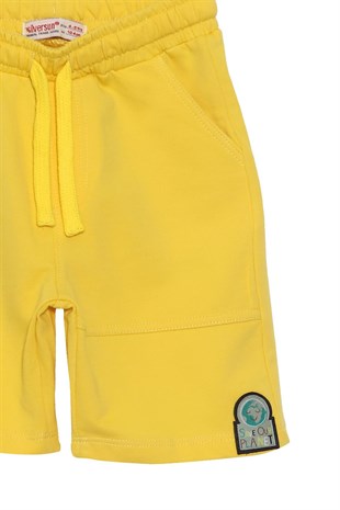 Erkek Çocuk Sarı Renkli Belden Lastikli Örme Şort | KC 217917