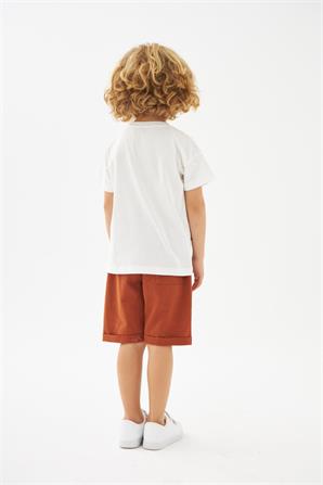 Erkek Çocuk Tarçın Belden Bağlamalı Cepli Örme Şort - SC 219265 |Silversun