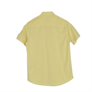 Erkek Genç Sarı Renkli Kolları Düğme Detaylı Dokuma Gömlek | GC 316244