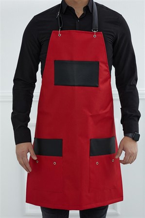 Erkek Mutfak Önlüğü,Kırmızı - Siyah,MO-9