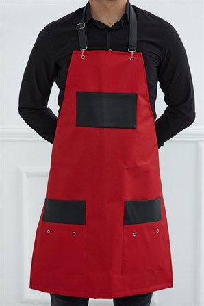Erkek Mutfak Önlüğü,Kırmızı - Siyah,MO-9