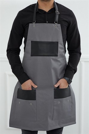 Erkek Mutfak Önlüğü,Koyu Gri - Siyah,MO-9
