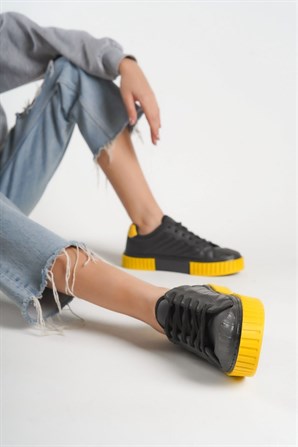Ethereum Siyah Sarı Kadın Spor Ayakkabı