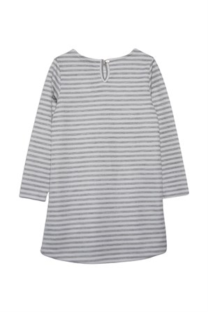 Gri Çizgili Kız Çocuk Örme Elbise-EK 218698 |Silversunkids